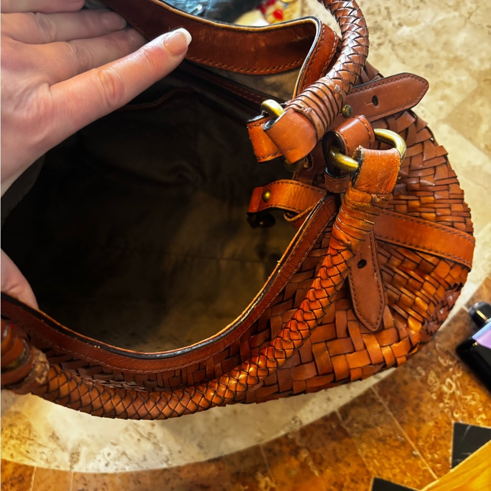 Cole Haan Brown Woven Leather Tote Bag and wallet - Picture 2 of 11
